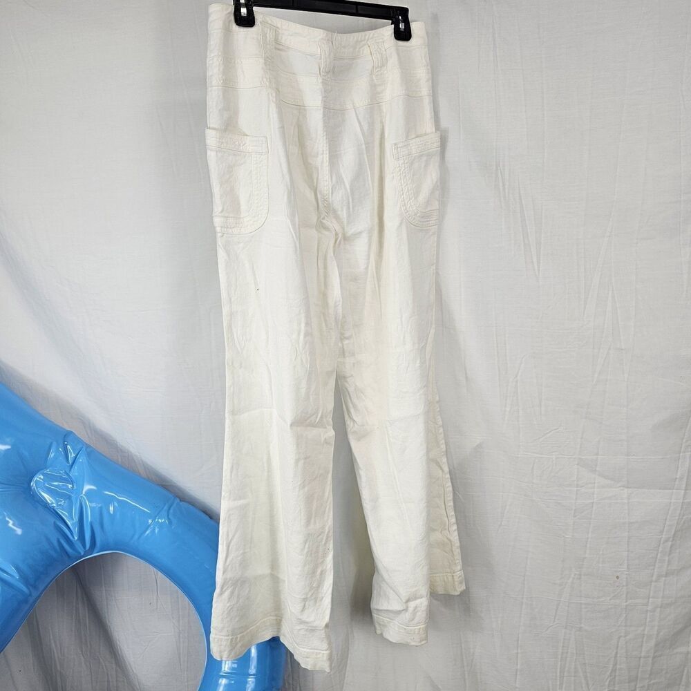 Anthropologie Women's Size 29 White Linen Blend Wide Leg Pants Tie Waist - Picture 5 of 6